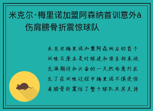 米克尔·梅里诺加盟阿森纳首训意外受伤肩膀骨折震惊球队